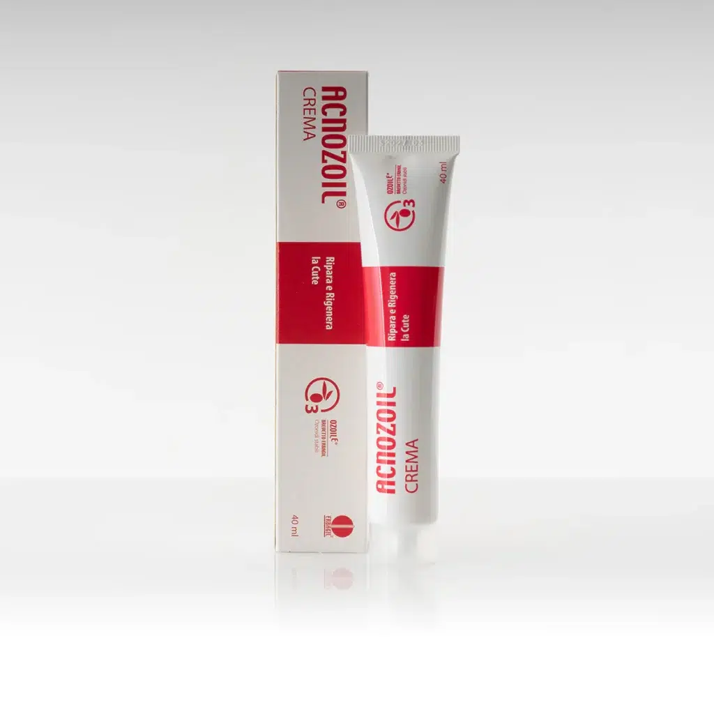 Acnozoil kremas spuogams, 40 ml, su Ozoile® formule, skirtas lengvo ir vidutinio sunkumo aknės profilaktikai bei gydymui.