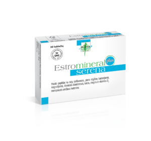 Estromineral Serena Plus sudėtis: sojos izoflavonai, magnolija, tikrieji skaistminiai, kalcis