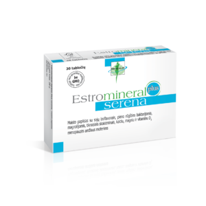 Estromineral Serena Plus sudėtis: sojos izoflavonai, magnolija, tikrieji skaistminiai, kalcis