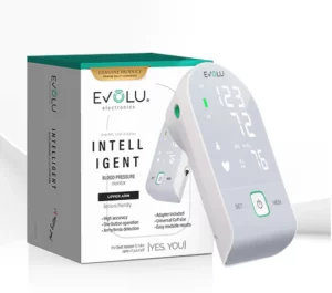 EVOLU INTELLIGENT automatinis kraujospūdžio matuoklis ant žasto su PSO indikatoriumi ir LCD ekranu