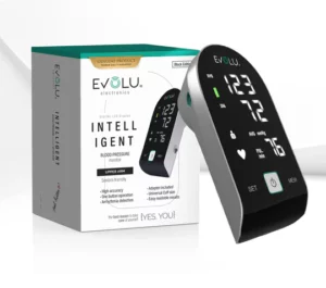 EVOLU INTELLIGENT automatinis kraujospūdžio matuoklis ant žasto su PSO indikatoriumi ir LCD ekranu