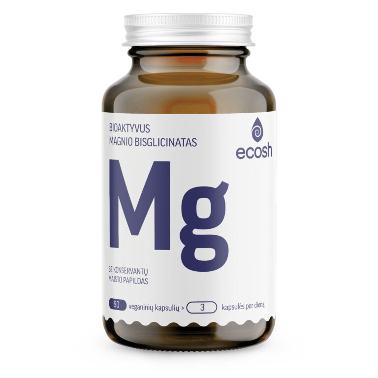 ECOSH bioaktyvus Magnis bisglicinatas 90 mg su vitaminu B6, 90 kapsulių maisto papildas