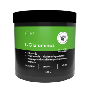 Grynas L-Glutaminas 300 g milteliai – PinkPharma maisto papildas be gliuteno ir cukraus