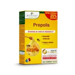 3C Pharma Propolis su medumi ir vitaminu C, 20 geriamųjų ampulių pakuotė imunitetui ir gerklės komfortui