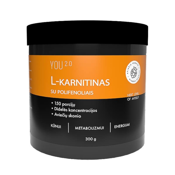 L-karnitinas su polifenoliais 300 g – PinkPharma maisto papildas su vynuogių ir obuolių ekstraktais