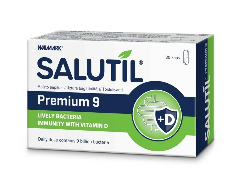 salutil-premium-9-30-caps-0 SALUTIL PREMIUM 9 (9 mlrd. Gyvybingųjų bakterijų), 30 kapsulių - Image 1