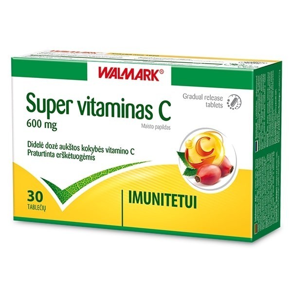 23350 WALMARK SUPER VITAMINAS C, 600 mg, 30 prailginto veikimo tablečių - Image 1