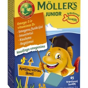 MOLLER'S OMEGA-3 JUNIOR KRAMT. ŽUVELĖS CITRINŲ-APELSINO SK. N45