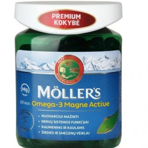 Möller’s Omega-3 Magne Active 90 kapsulių pakuotė