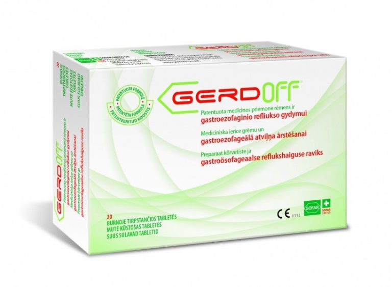Gerdoff tabletės nuo rėmens, 20 tirpių tablečių pakuotė