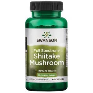 Swanson Shiitake grybai (Lentinus edodes), 500 mg, 60 kapsulių