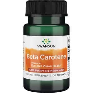 Swanson Beta karotenas (Vitaminas A), 100 minkštų kapsulių