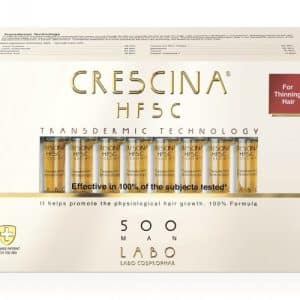 CRESCINA TRANSDERMIC RE-GROWTH HFSC 100% plaukų ataugimą skatinančios ampulės VYRAMS, 500 stiprumo, 20 vnt.