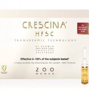 CRESCINA TRANSDERMIC 100% ampulių kompleksas plaukų slinkimo stabdymui ir plaukų atauginimui MOTERIMS, 200 stiprumo, 20 vnt.