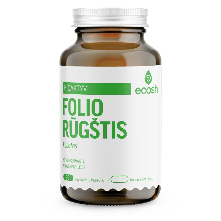 ECOSH bioaktyvi folio rūgštis 800 µg, 90 kapsulių – maisto papildas nėštumui, kraujodarai ir imuninei funkcijai