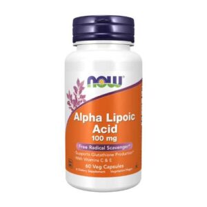 NOW Alpha Lipoinė rūgštis 100 mg su vitaminais C ir E, 60 kapsulių