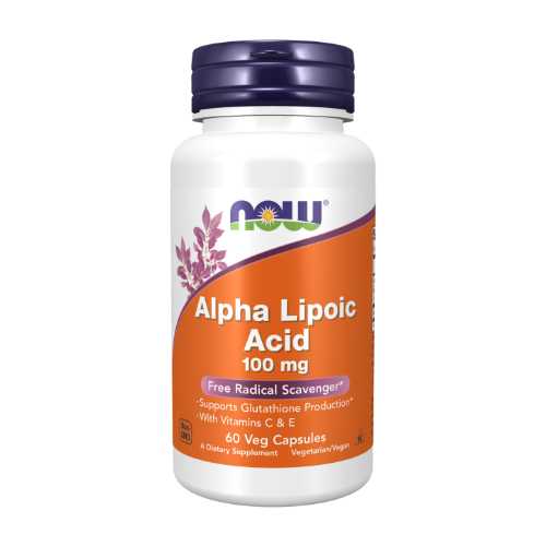 NOW Alpha Lipoinė rūgštis 100 mg – 60 kapsulių NOW Alpha Lipoinė rūgštis 100 mg su vitaminais C ir E, 60 kapsulių