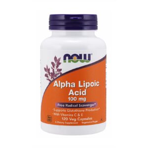 NOW Alpha Lipoinė rūgštis 100 mg su vitaminais C ir E, 120 kapsulių