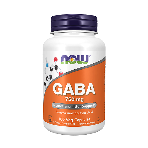 gaba-750mg-100caps_web NOW GABA 750 mg 100 Veg. Capsules - Image 1