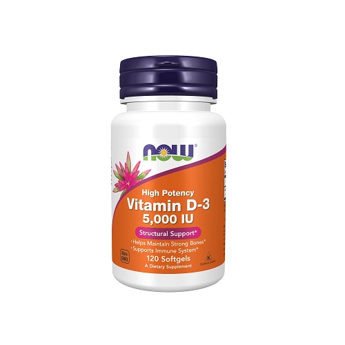 vitamin-d-5000-iu-120_web NOW Vitamin D-3 5000 IU High Potency 120 Soft Gels - Image 1