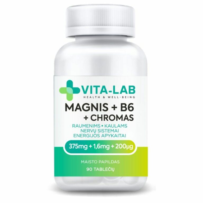 VITA-LAB Magnis + B6 + Chromas 90 tablečių – magnio, B6 ir chromo maisto papildas