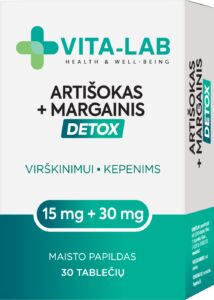 VITA-LAB DETOX Artišokas + Margainis maisto papildas kepenims ir virškinimui, 30 tablečių pakuotė