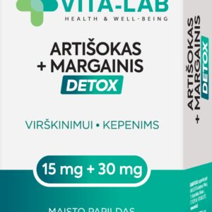 VITA-LAB DETOX Artišokas + Margainis maisto papildas kepenims ir virškinimui, 30 tablečių pakuotė