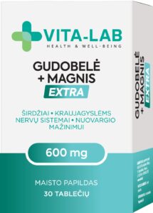 VITA-LAB EXTRA Gudobelė ir Magnis 600 mg, maisto papildas širdžiai ir nervų sistemai, 30 tablečių