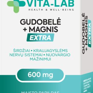 VITA-LAB EXTRA Gudobelė ir Magnis 600 mg, maisto papildas širdžiai ir nervų sistemai, 30 tablečių