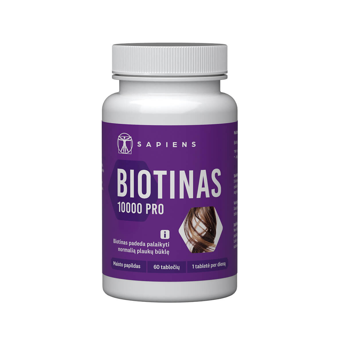 4779052390297 Biotinas 10000 PRO SAPIENS Biotinas 10000 PRO, 60 tablečių - Image 1