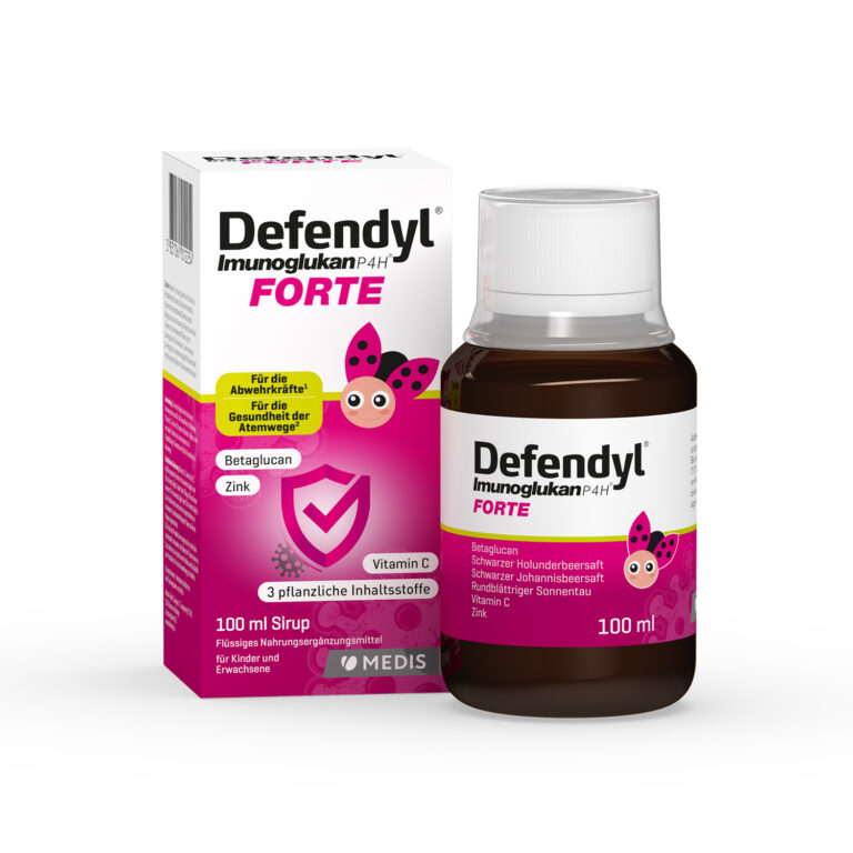 Defendyl-Imunoglukan P4H Forte sirupas 100 ml su beta gliukanu, vitaminu C ir šeivamedžiu imunitetui ir kvėpavimo takams