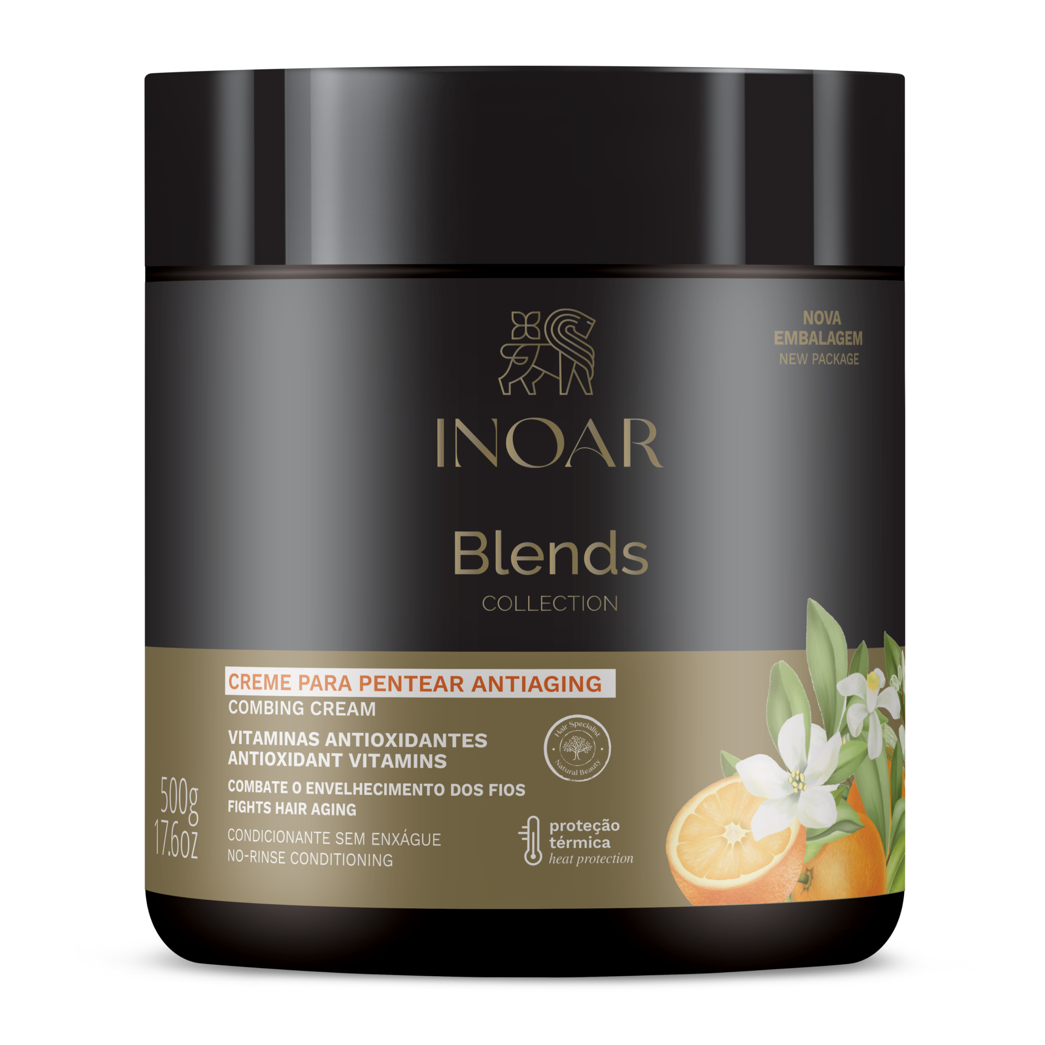 7908124400009_FRONT INOAR Blends Styling Cream - plaukų formavimo kremas su vitaminu C 500 g - Image 1