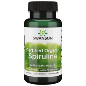 Swanson Spirulina 500 mg ekologiškos tabletės 180 vnt. – PinkPharma.lt