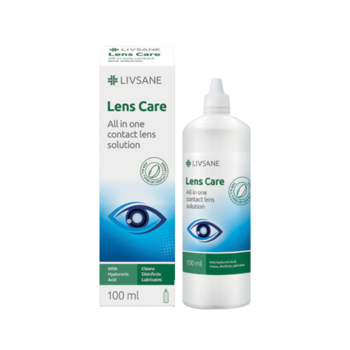 LIVSANE-LENS-CARE-KONTAKTINIU-LINZIU-SKYSTIS-100ML Livsane kontaktinių lęšių tirpalas 100 ml – viskas viename priemonė minkštiems kontaktiniams lęšiams