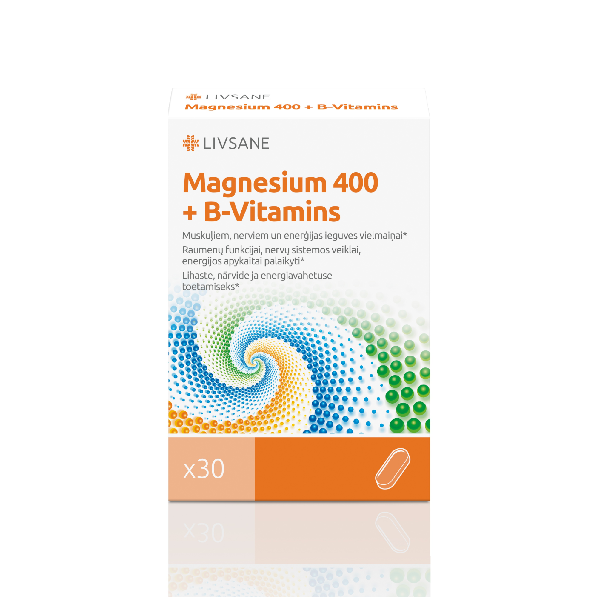 10000116968-LIVSANE-MAGNISVIT-B-TAB-N30-PXG-PHARMA-1-10.png LIVSANE tabletės MAGNESIUM 400 + B-VITAMINS, 30 tablečių - Image 1