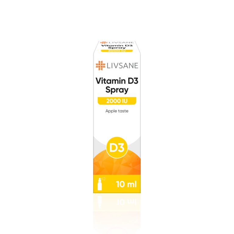 Livsane Vitamin D3 2000 IU purškalas 10 ml – purškiamas vitaminas D3 kasdieniam vartojimui