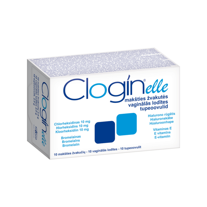CLOGIN-ELLE-MAKSTIES-OVULES-10 Clogin Elle makšties ovulės 10 pakuotė – medicinos priemonė infekcijų prevencijai ir gleivinės apsaugai