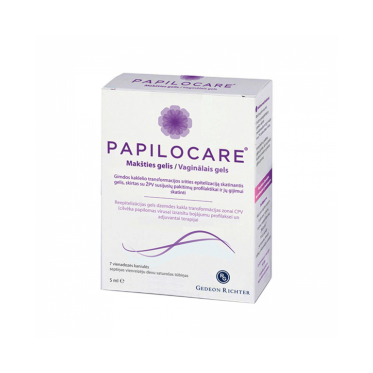 Papilocare makšties gelis 5 ml 7 vienadozės kaniulės pakuotė ŽPV profilaktikai