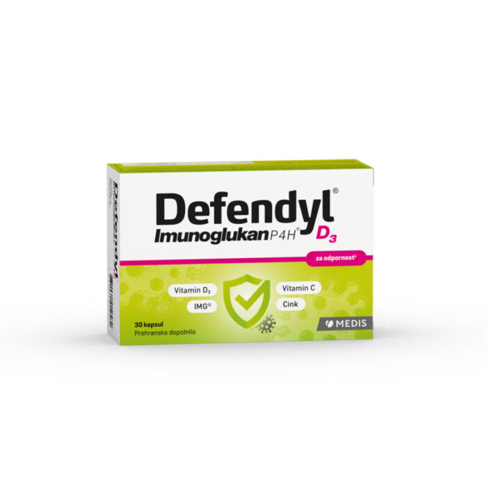 Defendyl-imunoglucan-imunitetui-p4h-D3.jpg DEFENDYL-IMUNOGLUKAN P4H D3 kapsulės 30 vnt imunitetui su beta gliukanu IMG®, vitaminu C, D3 ir cinku