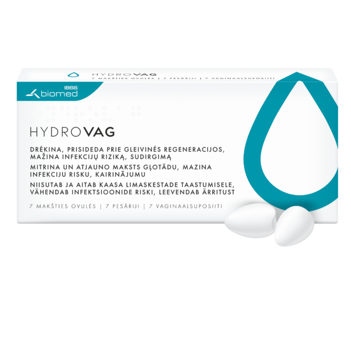 Ovules-nuo-maksties-sausumo-su-glikogenu-HYDROVAG-7-vnt HydroVag makšties ovulių pakuotė – drėkinamąją apsauginę plėvelę formuojanti medicinos priemonė