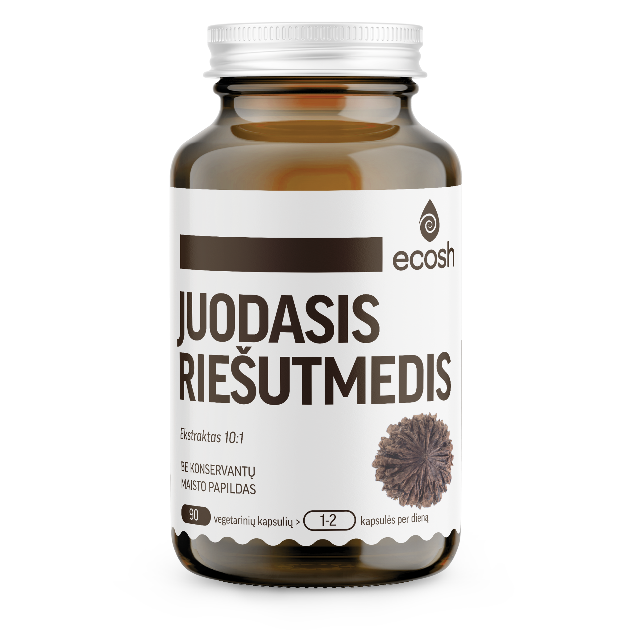 „juodasis_riesutmedis-transparent.png“ kopija ECOSH JUODASIS RIEŠUTMEDIS, 90 kapsulių - Image 1