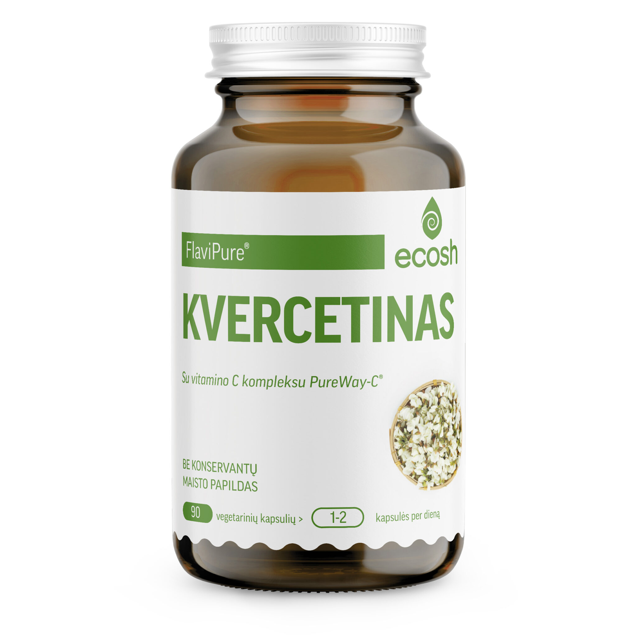 „kvercetinas.jpg“ kopija ECOSH Kvercetinas su vitamino C kompleksu, 90 kapsulių - Image 1