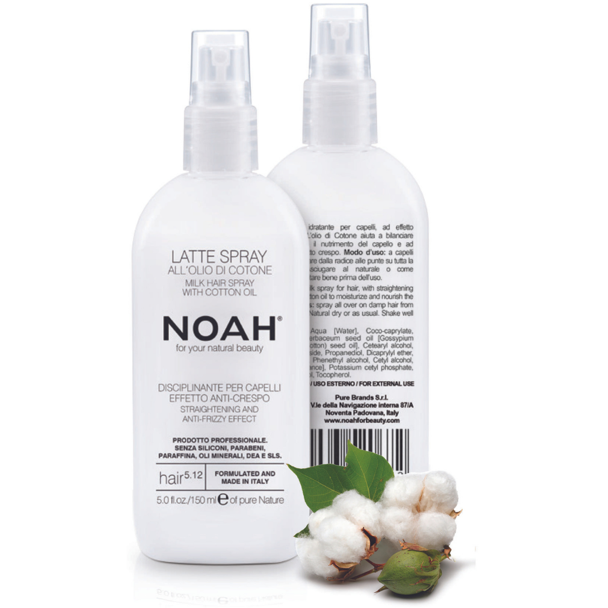 5.12_noah-1-1200x1200 Noah 5.12. Milk Hair Spray With Cotton Oil Plaukų pienelis, apsaugantis nuo vėlimosi, 150 ml - Image 1