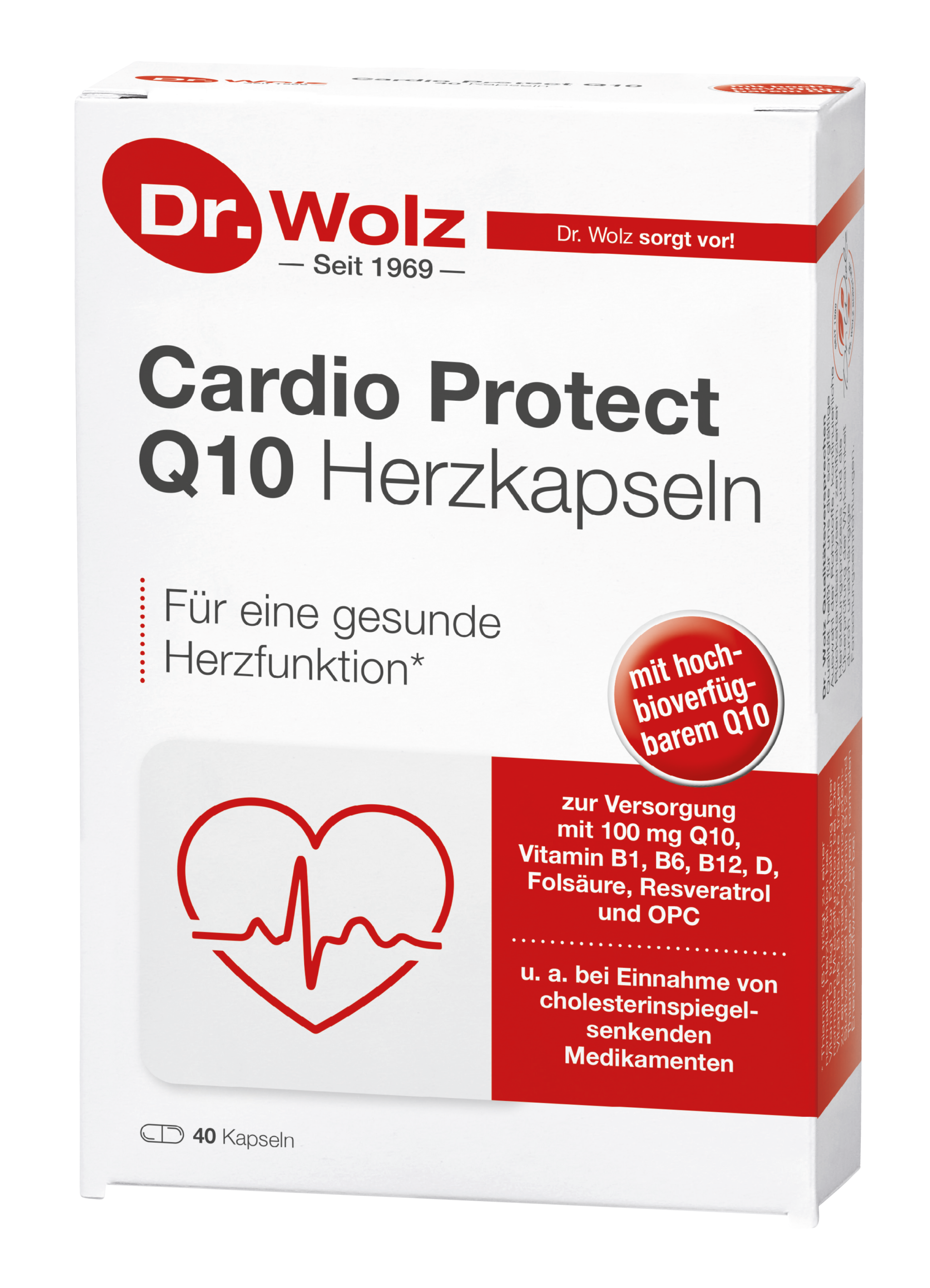 Cardio Protect Q10 – 100 mg Q10 + B1, B6, B12, D vitaminai, 40 kapsulių DR. Wolz Cardio Protect Q10 40 kapsulių maisto papildas širdies veiklai