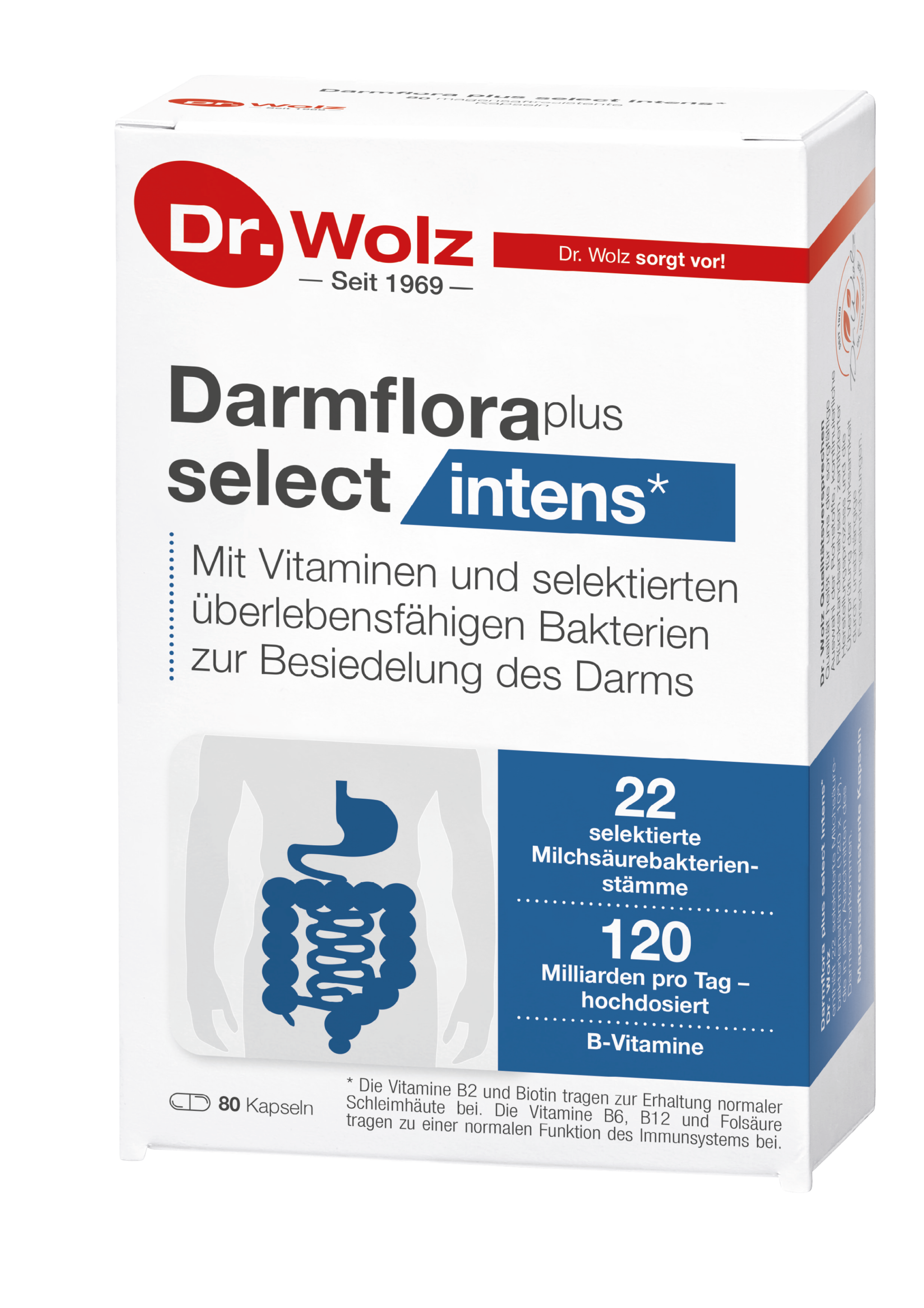 Darmflora plus select intens - 80 Kapseln_22 Stämme Dr. Wolz Darmflora plus select intens, 80 kapsulių - Image 1
