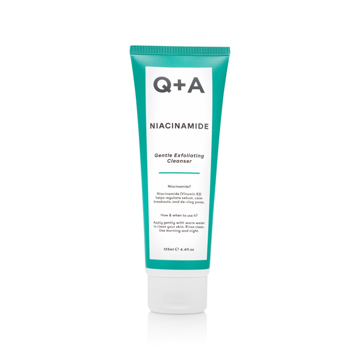 NiacinamideCleanserFront_2000x2000-1200x1200 Q+A švelnus šveičiamasis veido prausiklis Niacinamide Gentle Exfoliating Cleanser, 125 ml - Image 1
