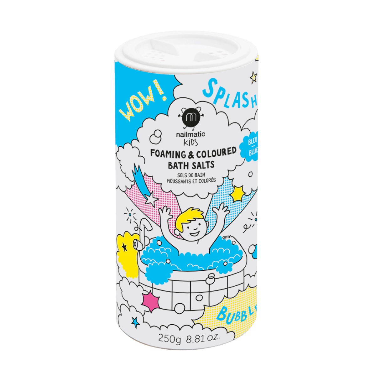 blue-foaming-bath-salts-300g-1200x1200 Nailmatic KIDS BLUE SALTS Foaming & Coloured Bath Salts Putojanti mėlyna vonios druska, 250g - Image 1