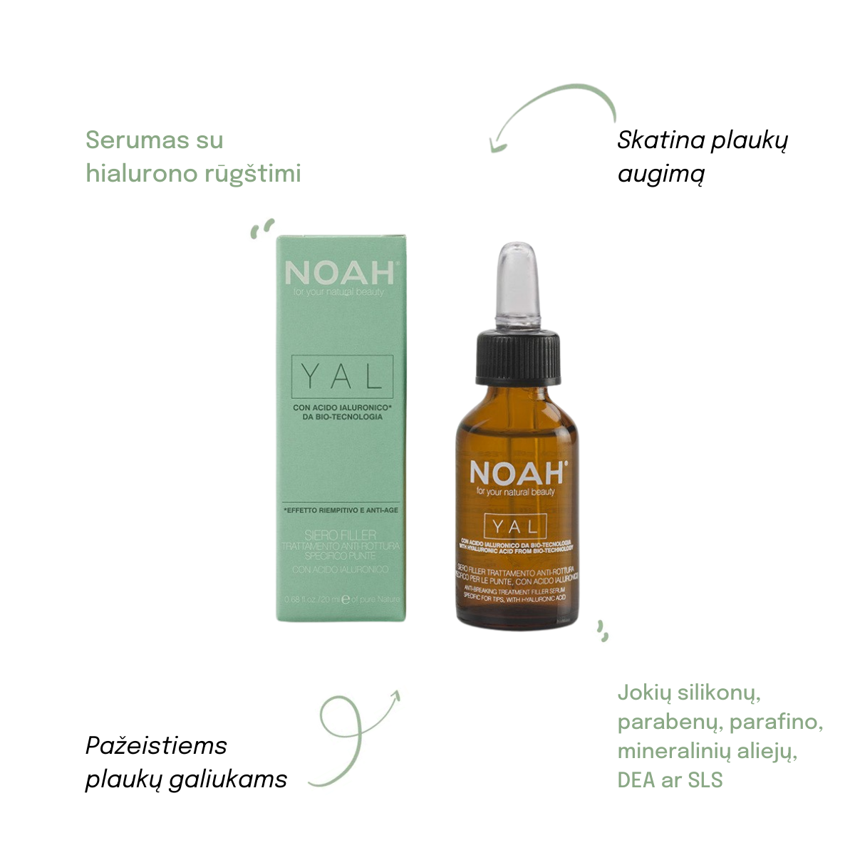 noah-serum-2-1200x1200 Noah YAL Anti-Breaking Filler Serum Atkuriamasis hialurono serumas lūžinėjantiems ir pažeistiems plaukams, 20 ml - Image 1