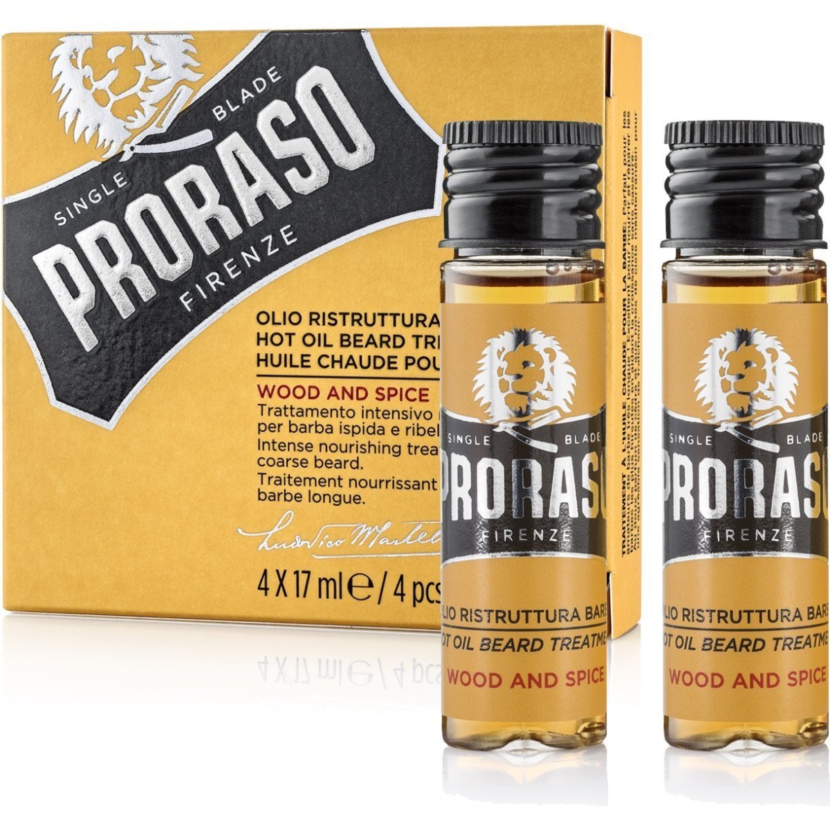 proraso-karstas-aliejus-6x3-1200x1200 Proraso karštas aliejus barzdos priežiūrai Wood & Spice Hot Oil Beard Treatment, 4 x 17 ml - Image 1