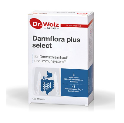 darmflora-plus-select-dr-wolz Probiotikai su 8 pieno rūgšties bakterijų kultūromis ir B grupės vitaminais
